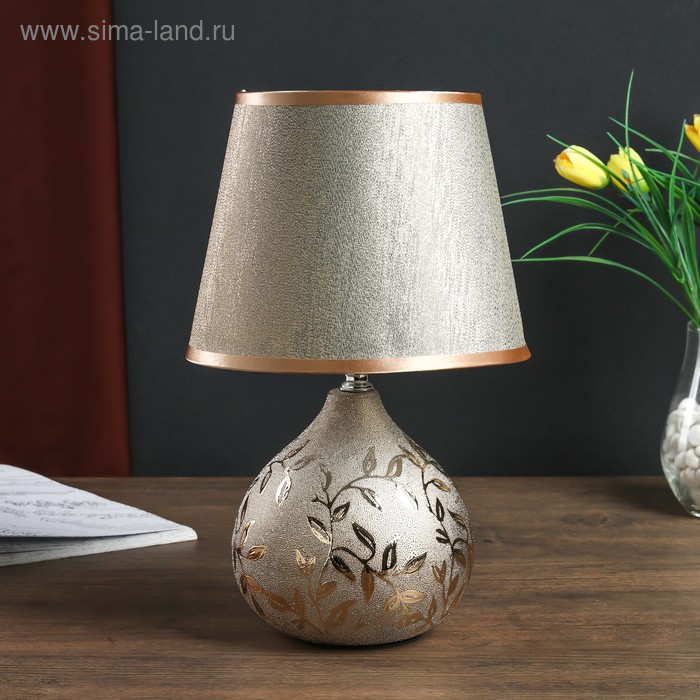 фото Лампа настольная керамика "листья на песке" золото е14 40вт 32х20х20 см risalux