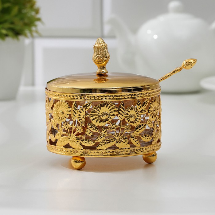 Сахарница «Букет», 10×10 см, с ложкой, крышкой, цвет металла золотой
Сахарница «Букет», 10×10 см, с ложкой, крышкой, цвет металла золотой