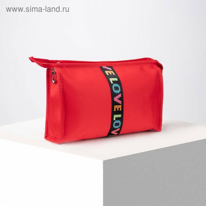 фото Косметичка треугольная, отдел на молнии, цвет красный