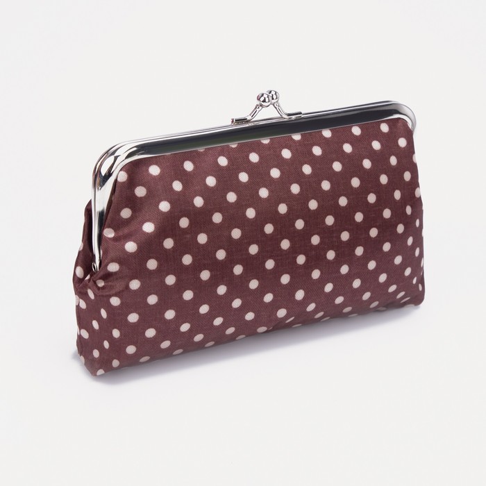 фото Косметичка-фермуар, отдел на рамке, цвет коричневый/бежевый