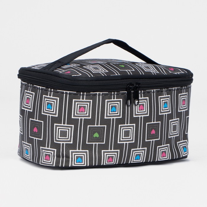 фото Косметичка на молнии, с зеркалом, цвет чёрный