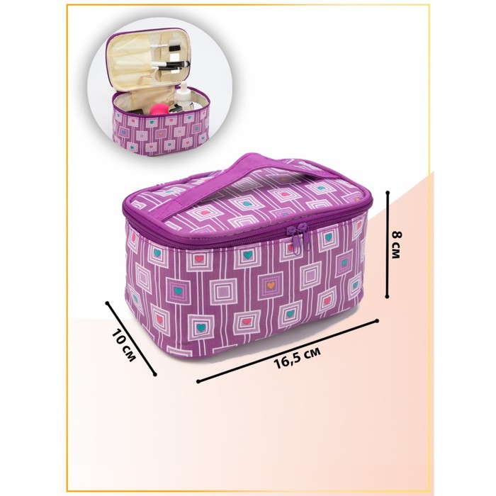 фото Косметичка-сумочка, отдел на молнии, с зеркалом, цвет сиреневый