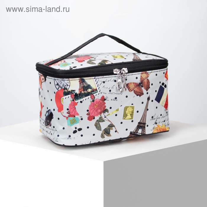 фото Косметичка-сумочка, отдел на молнии, с зеркалом, цвет серый