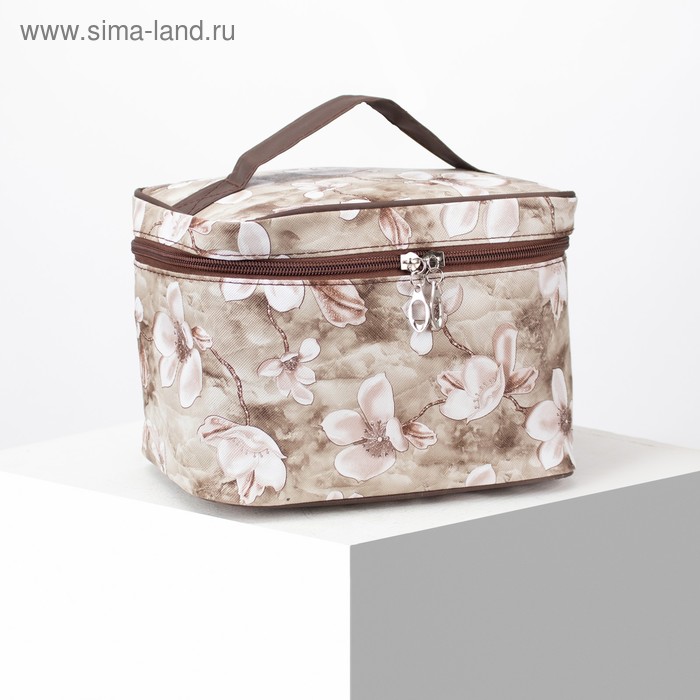 фото Косметичка-сумочка, отдел на молнии, с зеркалом, цвет коричневый