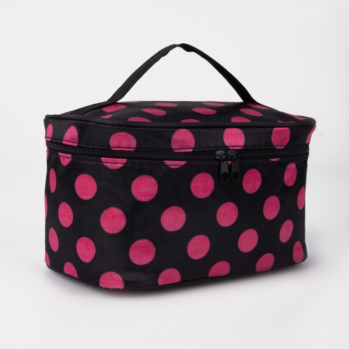 Косметичка на молнии, с зеркалом, цвет чёрный/малиновый 
Косметичка на молнии, с зеркалом, цвет чёрный/малиновый