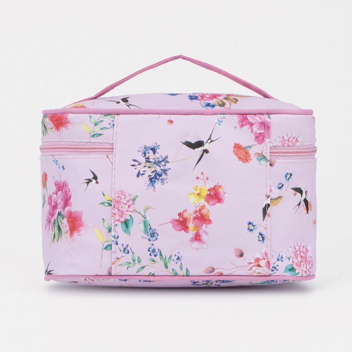 фото Косметичка на молнии, с зеркалом, цвет розовый