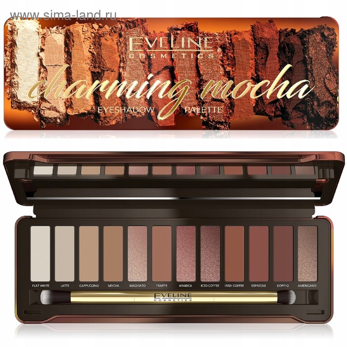 Тени для век Eveline Charming Mocha, 12 оттенков 
Тени для век Eveline Charming Mocha, 12 оттенков