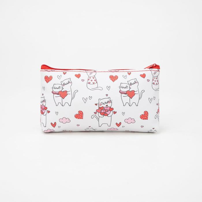 фото Косметичка на молнии, цвет белый/красный