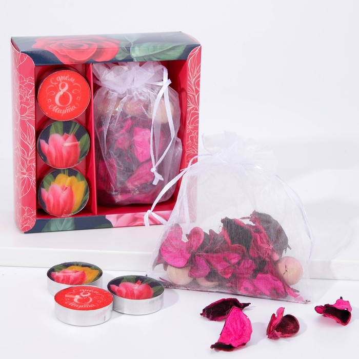 Набор подарочный «Тюльпаны»: аромасаше, свечи, 13.2 х 5 х 13.5 см
Набор подарочный «Тюльпаны»: аромасаше, свечи, 13.2 х 5 х 13.5 см