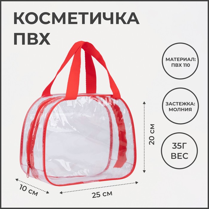 фото Косметичка на молнии, цвет красный