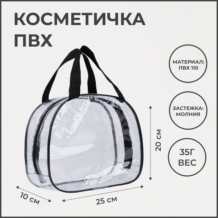 фото Косметичка на молнии, цвет прозрачный/чёрный