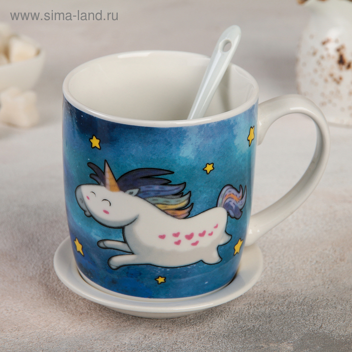 Кружка «Единорог», 330 мл, с подставкой и ложкой, рисунок МИКС
Кружка «Единорог», 330 мл, с подставкой и ложкой, рисунок МИКС