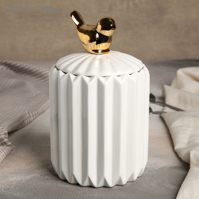 Банка для сыпучих продуктов «Золотое крыло», 12×20 см, цвет белый
Банка для сыпучих продуктов «Золотое крыло», 12×20 см, цвет белый