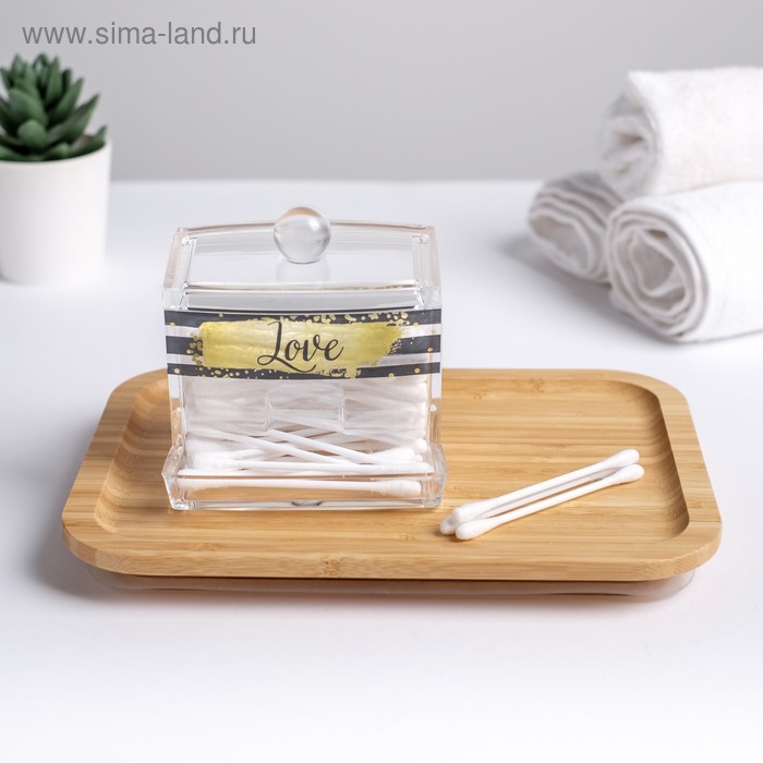 фото Органайзер для ватных палочек "love", 10,5 х 9,5 см
