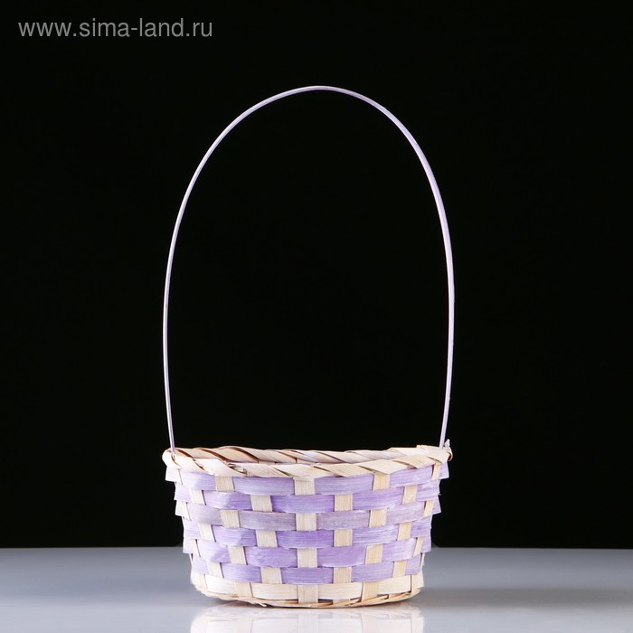 фото Корзина плетеная, бамбук, d20x15 h10 hh33 см, фиолетовый