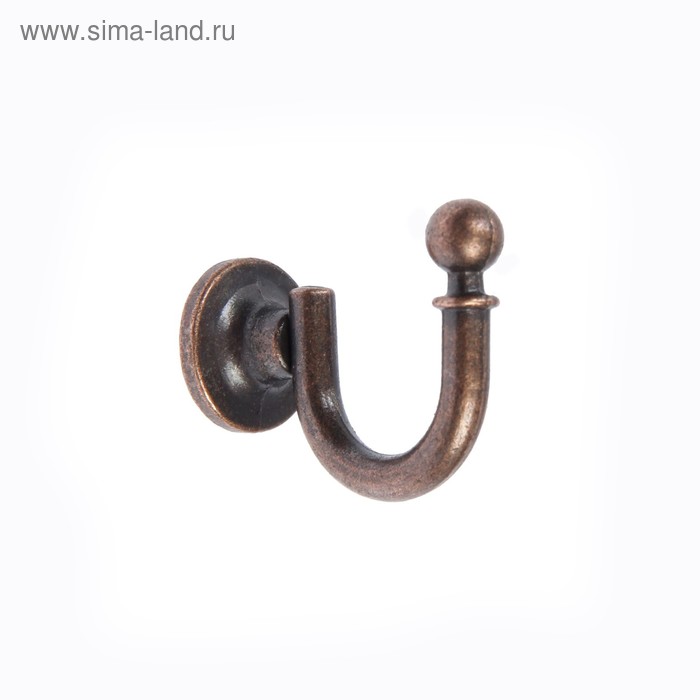 фото Крючок мебельный км1012ac, однорожковый, цвет медь