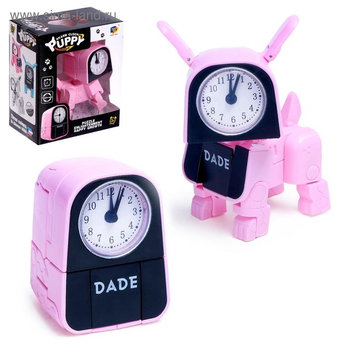 фото Робот-часы «щенок», трансформируется в будильник, работает от батареек, цвет розовый dade toys