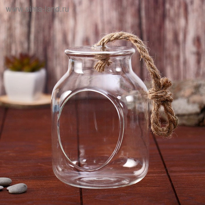 Флорариум "Баночка" с верёвкой, отверстие 8,6х6,3 см, 11х11х14 см
Флорариум "Баночка" с верёвкой, отверстие 8,6х6,3 см, 11х11х14 см