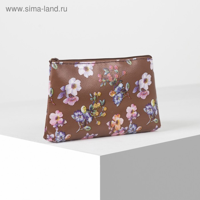 фото Косметичка простая, отдел на молнии, цвет коричневый