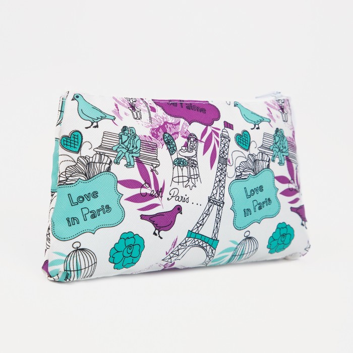 фото Косметичка на молнии, цвет фиолетовый/белый