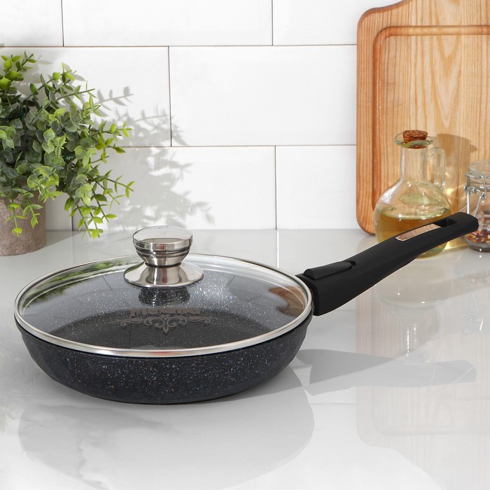 Сковорода «Гранит Star Brilliant», d=24 см, съёмная ручка, стеклянная крышка, антипригарное покрытие, цвет чёрный
Сковорода «Гранит Star Brilliant», d=24 см, съёмная ручка, стеклянная крышка, антипригарное покрытие, цвет чёрный