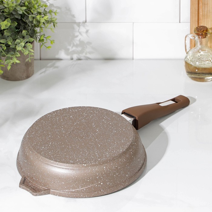 фото Сковорода «гранит brown», d=22 см, антипригарное покрытие, съёмная ручка, цвет микс мечта