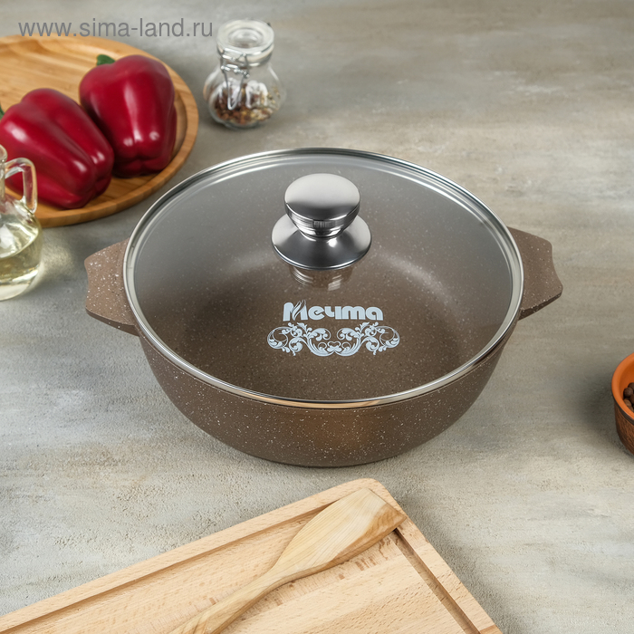 Жаровня «Гранит Brown», 3 л, стеклянная крышка, антипригарное покрытие, цвет коричневый
Жаровня «Гранит Brown», 3 л, стеклянная крышка, антипригарное покрытие, цвет коричневый