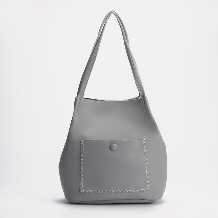 Сумка женская на магнитной кнопке, наружный карман, длинный ремень, цвет серый
Сумка женская на магнитной кнопке, наружный карман, длинный ремень, цвет серый