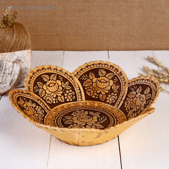 Тарелка "Пионы", 6 лепестков, береста
Тарелка "Пионы", 6 лепестков, береста