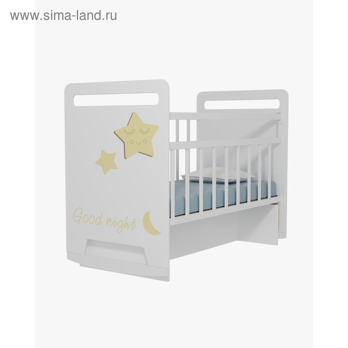 Кровать детская Good Night Star колесо-качалка с маятником (белый) (1200х600)
Кровать детская Good Night Star колесо-качалка с маятником (белый) (1200х600)