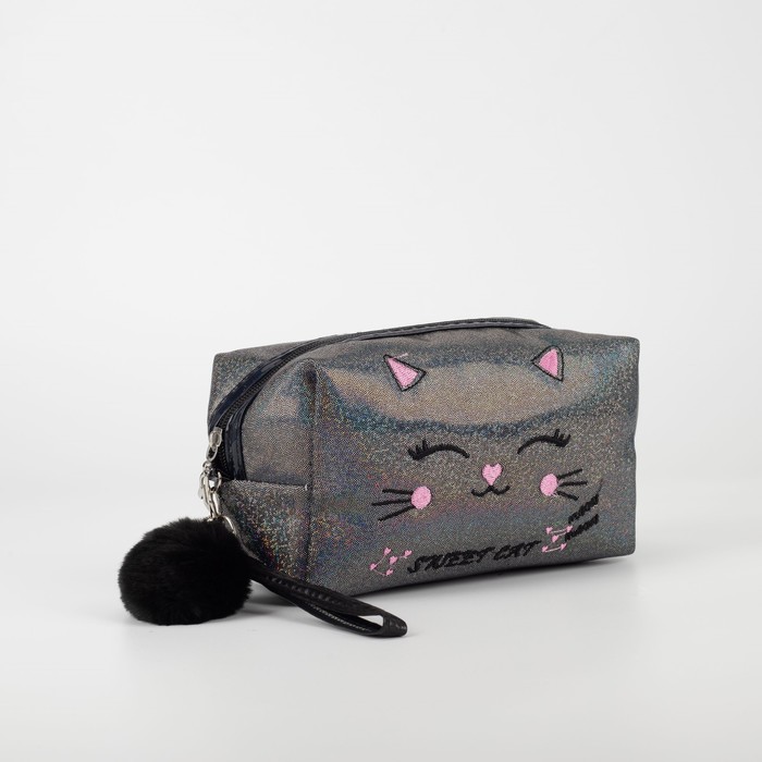 фото Косметичка дорожная, отдел на молнии, с ручкой, цвет чёрный