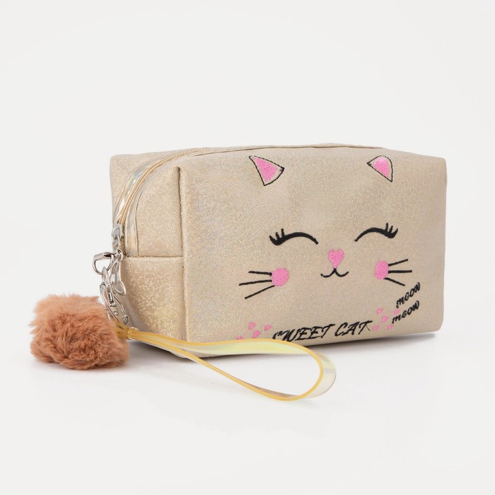 Косметичка на молнии, с ручкой, цвет золотистый
Косметичка на молнии, с ручкой, цвет золотистый