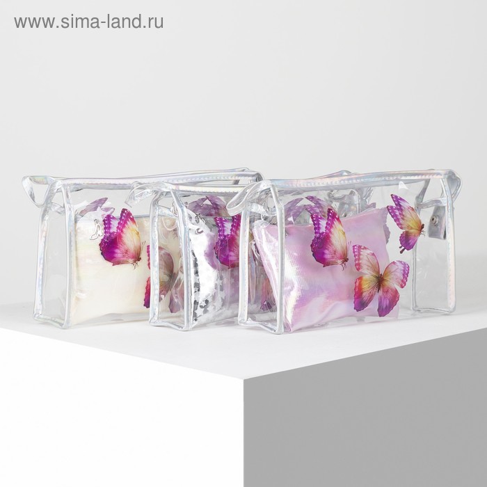 фото Набор косметичек 2 в 1, отдел на молнии, цвет микс