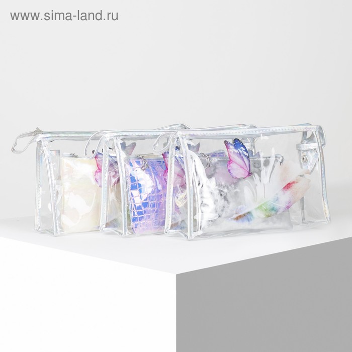 фото Набор косметичек 2 в 1, отдел на молнии, прозрачная микс