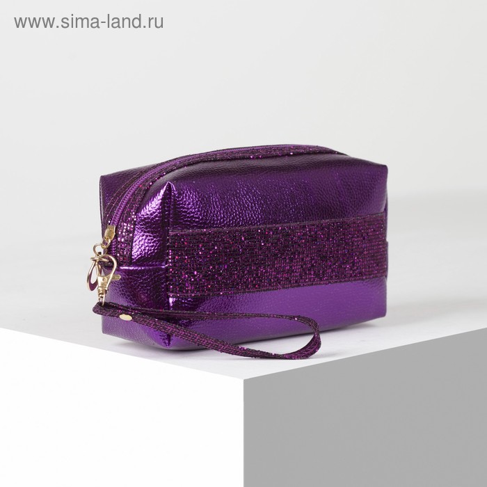 фото Косметичка дорожная, отдел на молнии, с ручкой, цвет фиолетовый