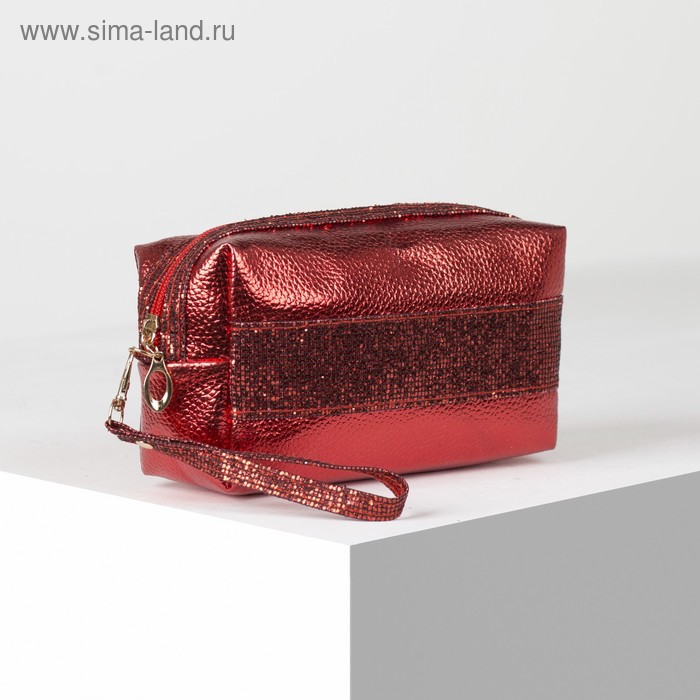 фото Косметичка дорожная, отдел на молнии, с ручкой, цвет красный
