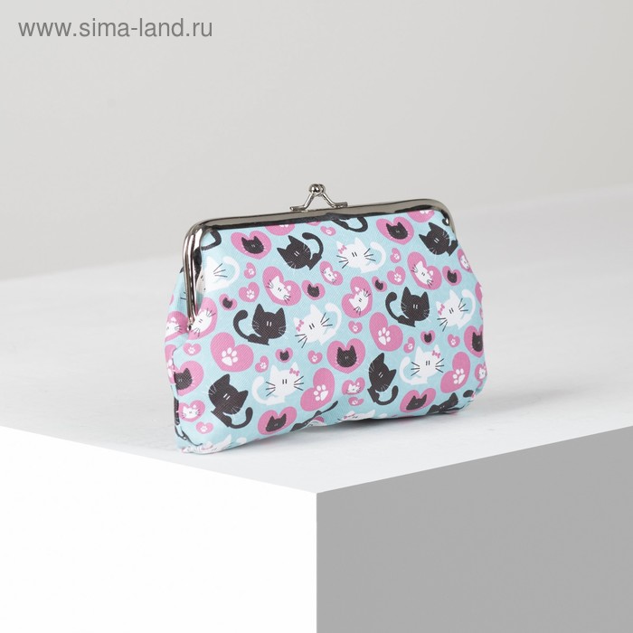 фото Косметичка-фермуар, отдел на рамке, цвет голубой