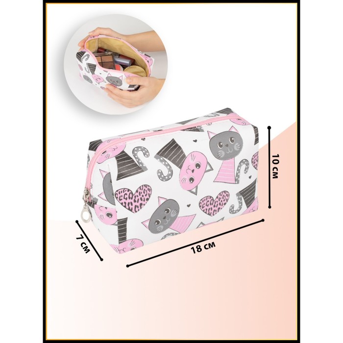 фото Косметичка дорожная, отдел на молнии, цвет розовый