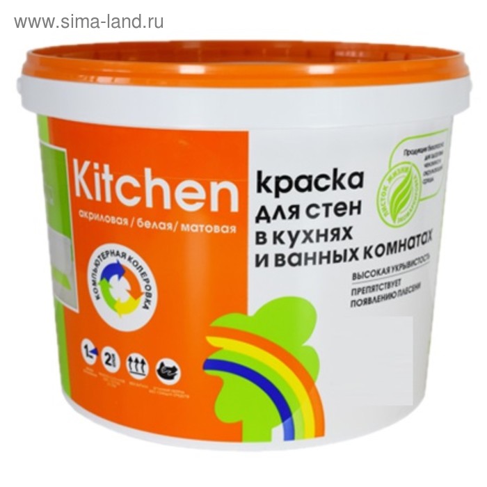 Краска для кухонь и ванных комнат, База А, 0,9л
Краска для кухонь и ванных комнат, База А, 0,9л