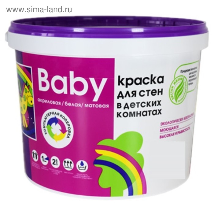 Краска для детских комнат, База А, 2,7л
Краска для детских комнат, База А, 2,7л