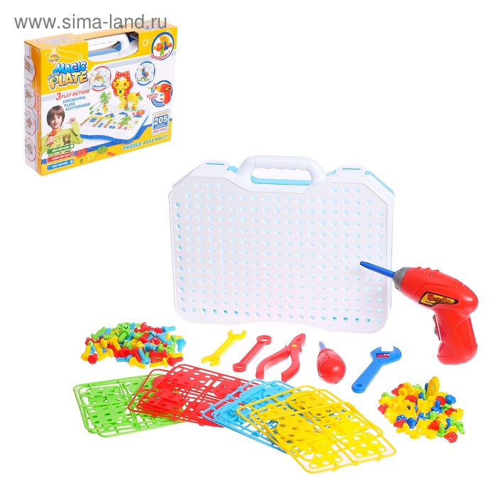 Конструктор в чемоданчике «Создавай и играй», с электрической дрелью, 205 деталей
Конструктор в чемоданчике «Создавай и играй», с электрической дрелью, 205 деталей