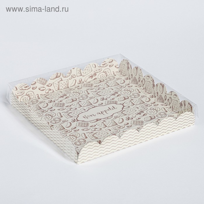 Коробка для кондитерских изделий с PVC-крышкой Bon appetit, 21 × 21 × 3 см 
Коробка для кондитерских изделий с PVC-крышкой Bon appetit, 21 × 21 × 3 см