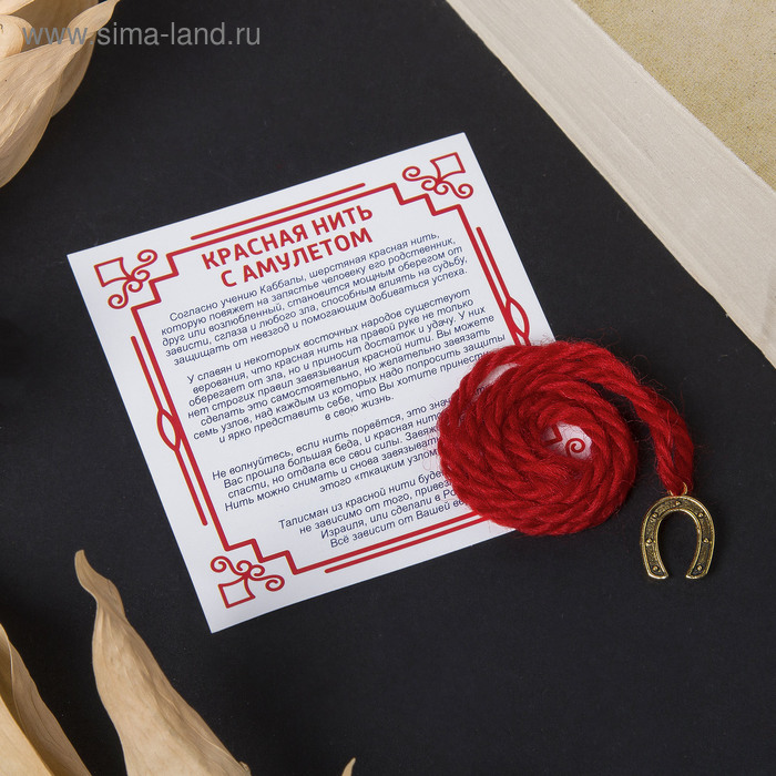 Браслет-оберег "Красная нить" на счастье, подкова, цвет золото,35см 
Браслет-оберег "Красная нить" на счастье, подкова, цвет золото,35см