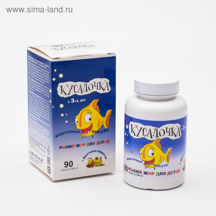 Рыбий жир для детей в жевательных Кусалочка, 90 капсул по 500 мг.
Рыбий жир для детей в жевательных Кусалочка, 90 капсул по 500 мг.