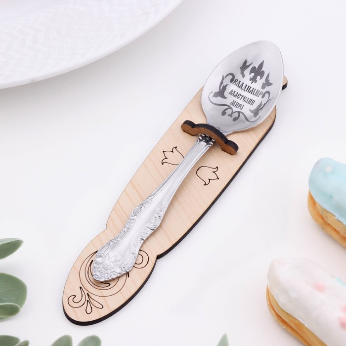 фото Ложка именная, чайная, с гравировкой "владимир", h=14