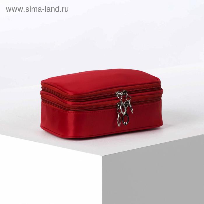 фото Косметичка, 2 отдела на молниях, цвет красный