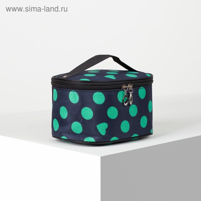 фото Косметичка-сундучок, отдел на молнии, цвет синий