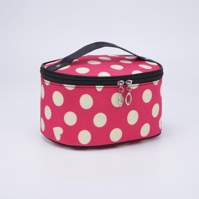 фото Косметичка-сундучок, отдел на молнии, цвет малиновый