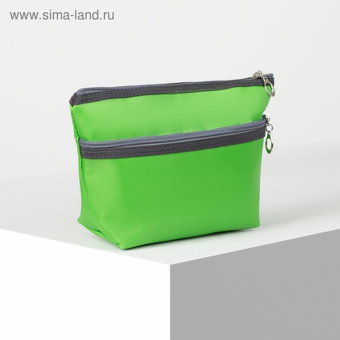 фото Косметичка дорожная, отдел на молнии, наружный карман, цвет зелёный