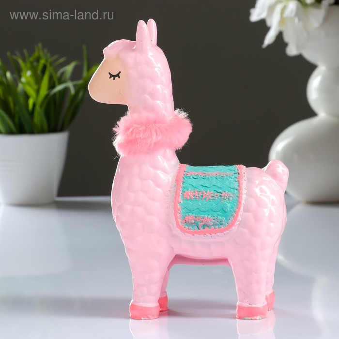 фото Копилка "лама с седлом нарядная" розовая, 14х7х21см хорошие сувениры